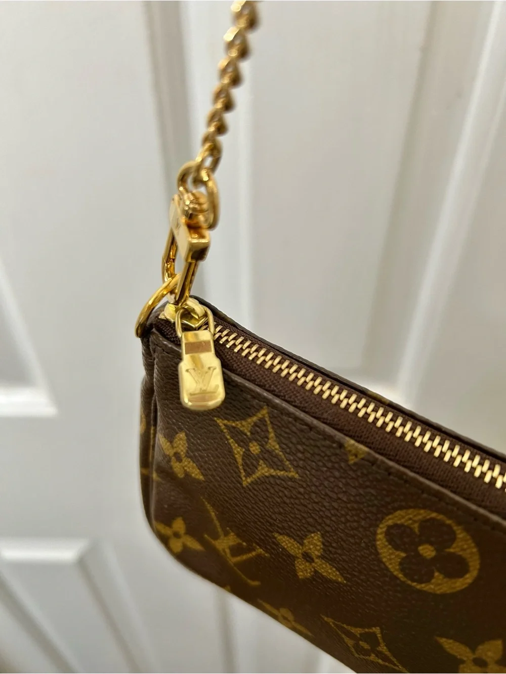 Louis Vuitton Monogram Canvas Mini Pochette in Brown and Gold - Picture 4 of 9